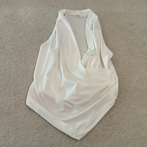 Cutest ASOS Stradivarius Sleeveless Cowl Neck White Top - Image 8