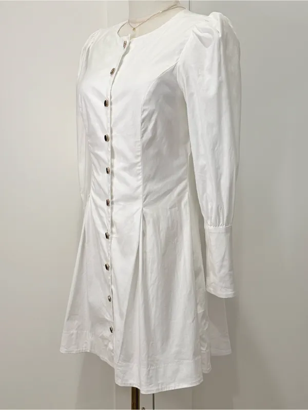 Reformation Lovisa Long Sleeve Mini Dress 6 White Button Down Feminine City Chic - Image 6