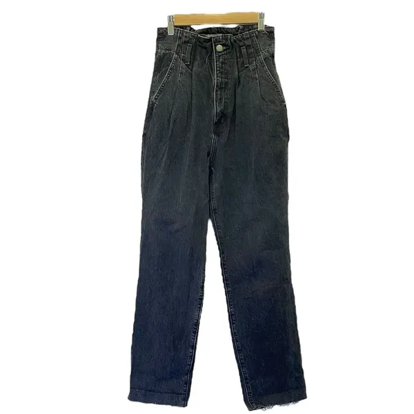 Abercrombie & Fitch Mom Jeans Size 26 / 2 Black Stonewash Paperbag High Rise - Image 2