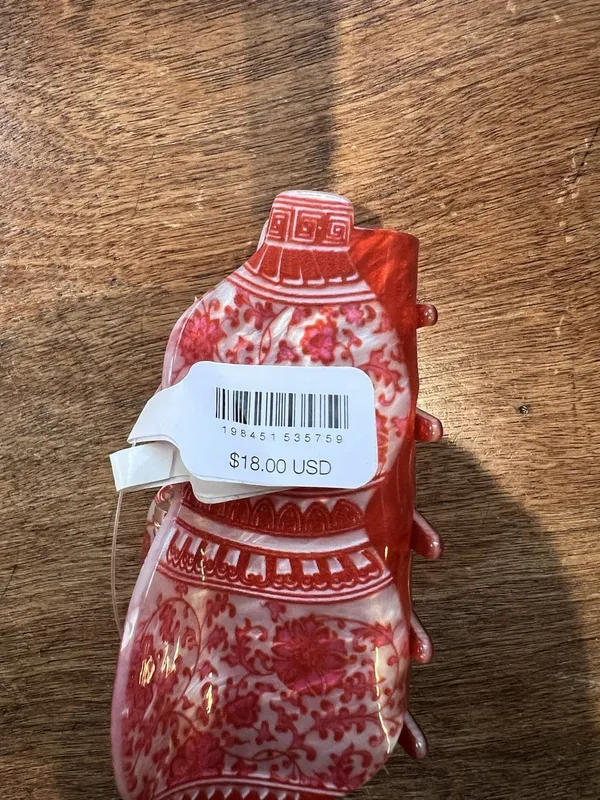Free People ancient Find Hair Claw Clip Red & White Floral Vase MPN 96333364 - Image 4