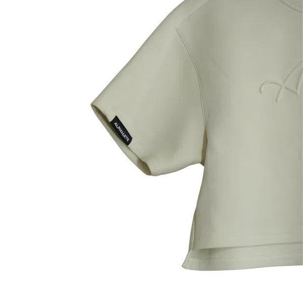 Alphalete LDB More Elements Women Cream Embossed Logo Cropped Sweatshirt Small - Image 3