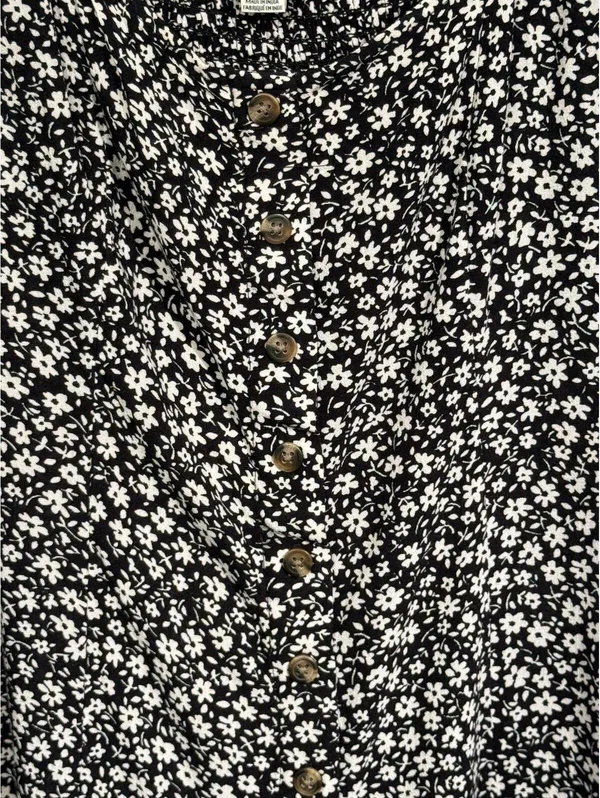 American Eagle black white floral print mini dress size Medium - Image 2