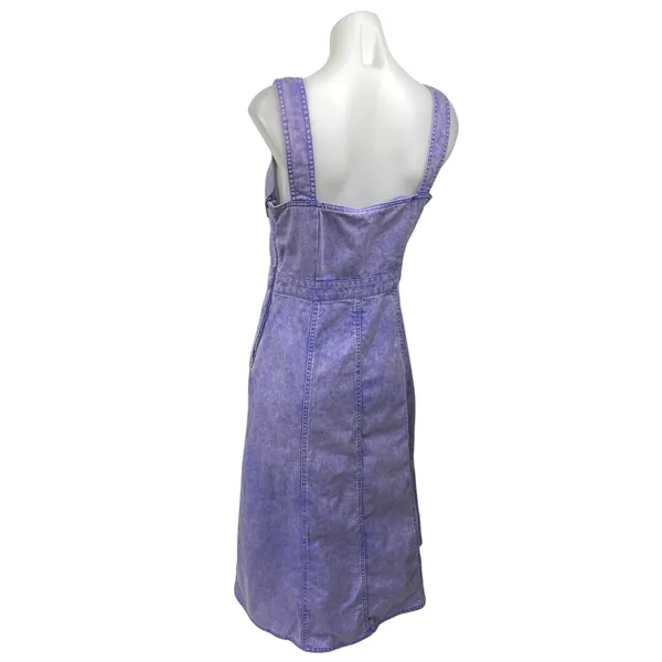 Future Collective Purple Sleeveless Slit Denim Jeans A Line Midi Dress Size 6 - Image 3