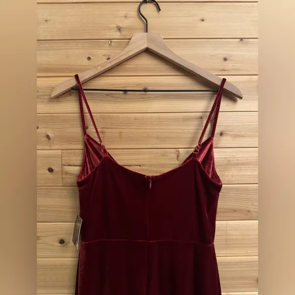 NWT Taylor Size 2/XS Strappy Red Orange Cowlneck Velvet Midi Dress - Image 10