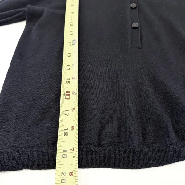 Jenni Kayne Grayson Merino Wool Polo Sweater Sz XS Black Quiet Luxury Minimalist - Image 7