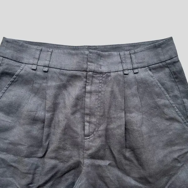 Free People Chelsea Pleated Linen Shorts Black Size 10 100% Linen High Rise - Image 3