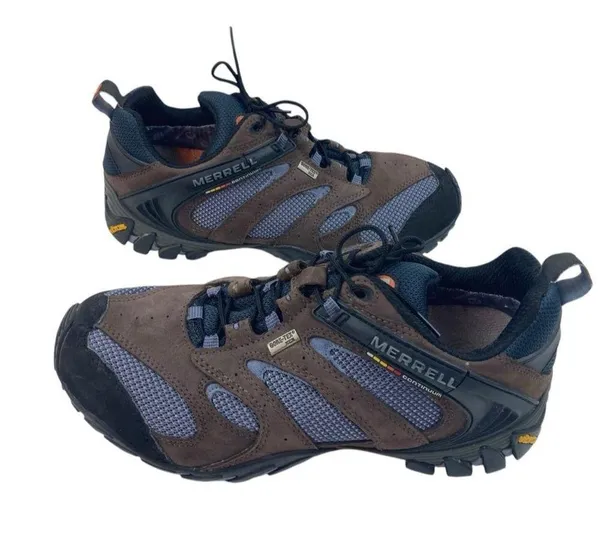 Merrell Performance Shoes Womens Size 9.5 Brown Blue Mesh Hiking Lace Up Sneaker - Image 9