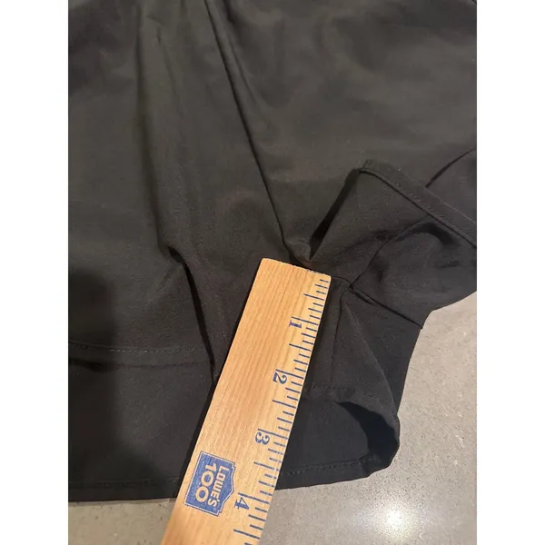 Black‎ Running Shorts With Zipper Pockets Athletic Gym Workout - Image 6