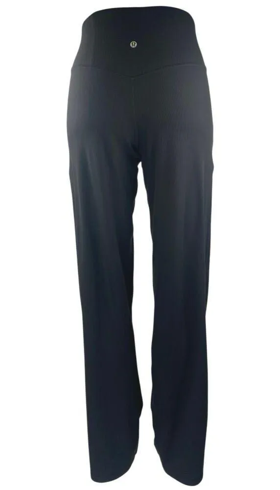 Lululemon Women's Blue Rib Knit Straight Leg Fitness Trousers Leggings Pants 4 - Image 3