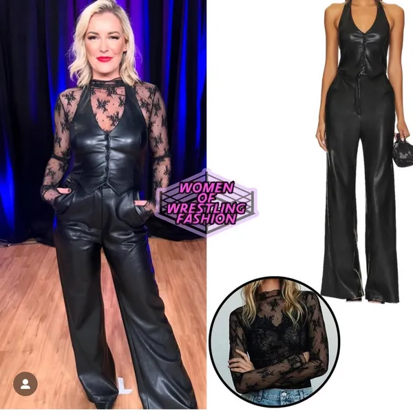 Amanda Uprichard‎ X Revolve Isadore Faux Leather Jumpsuit in Black size small - Image 4