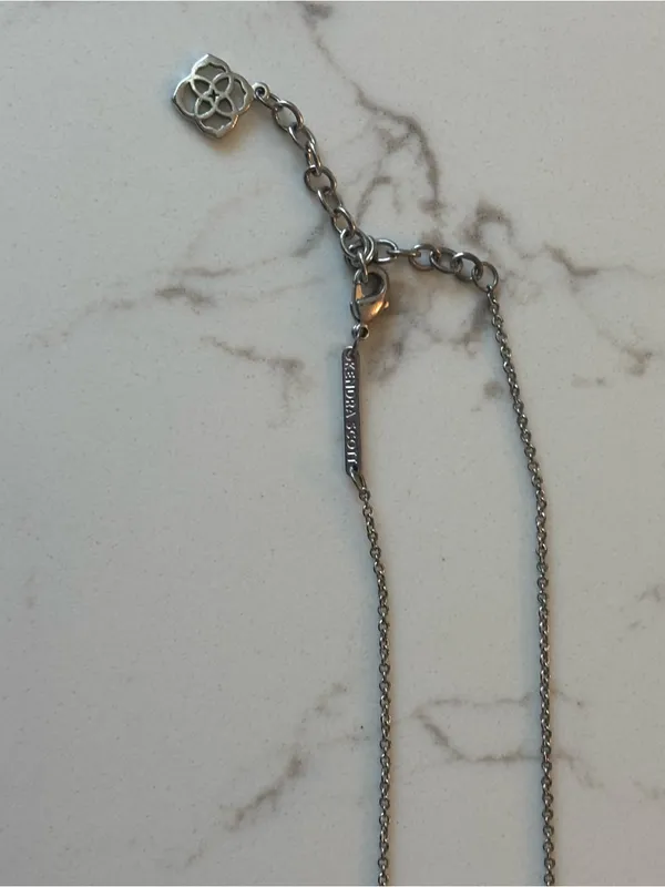 Kendra Scott Elisa Pendant Necklace - Rhodium with Black Opaque Glass Stone - Image 3
