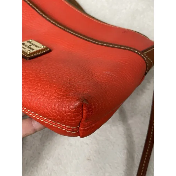 Dooney & Bourke Ginger Pouchette Crossbody Pebble Leather RED/ORANGE - Image 9
