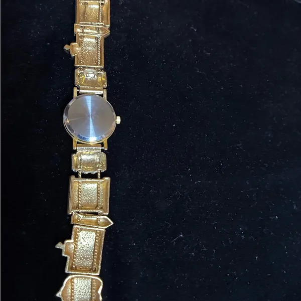 Gold Tone Teacher School Apple Pencil ABC 123 Slide Charm Bracelet Watch - Image 4