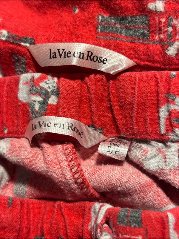 La Vie En Rose Womens Flannel Pajama Set Red Holiday Nutcracker PJs Size Small - Image 3