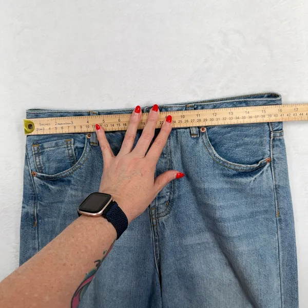 S.O.N.G. 9 29 Jeans Wide Leg Distressed High Rise Button Fly Boho Grunge Punk - Image 10