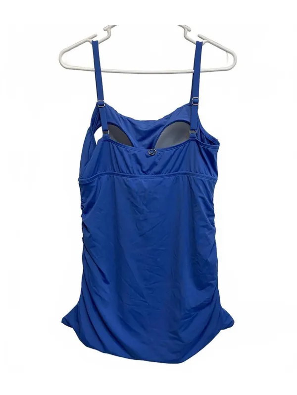 Jantzen Dungaree Blue Solid Modest UPF 50 Swim Dress Size 12 - Image 4