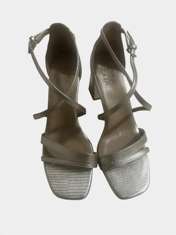 Naturalizer Tiff Metallic Gold Strappy Block Heel Sandals Square Toe 9.5 - Image 4