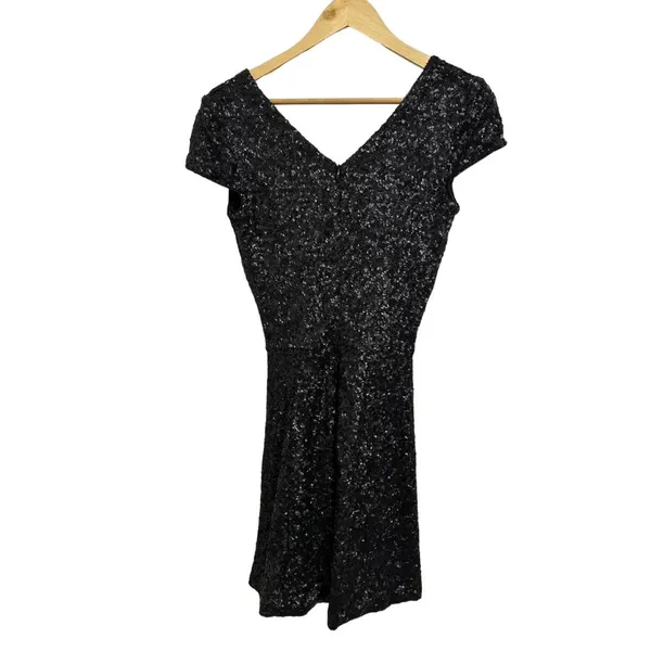 Dress the Population Sequin Mini fit flare‎ black Dress Size XS - Image 6