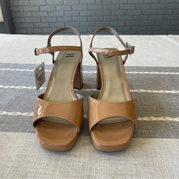 NWT Worthington Lessing Block Heel Sandals Square Toe Camel Tan Size 10 - Image 3