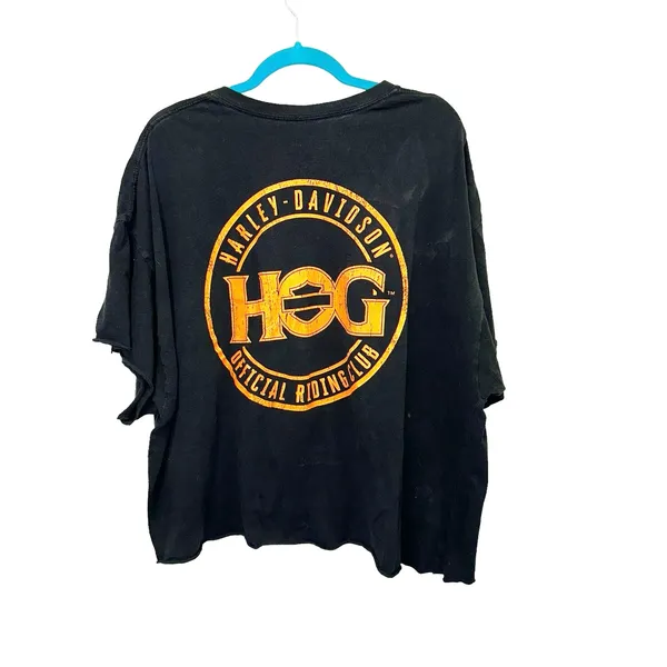 Harley Davidson HOG Distressed‎ Cropped T Shirt Black 3XL Official Riding Club - Image 4