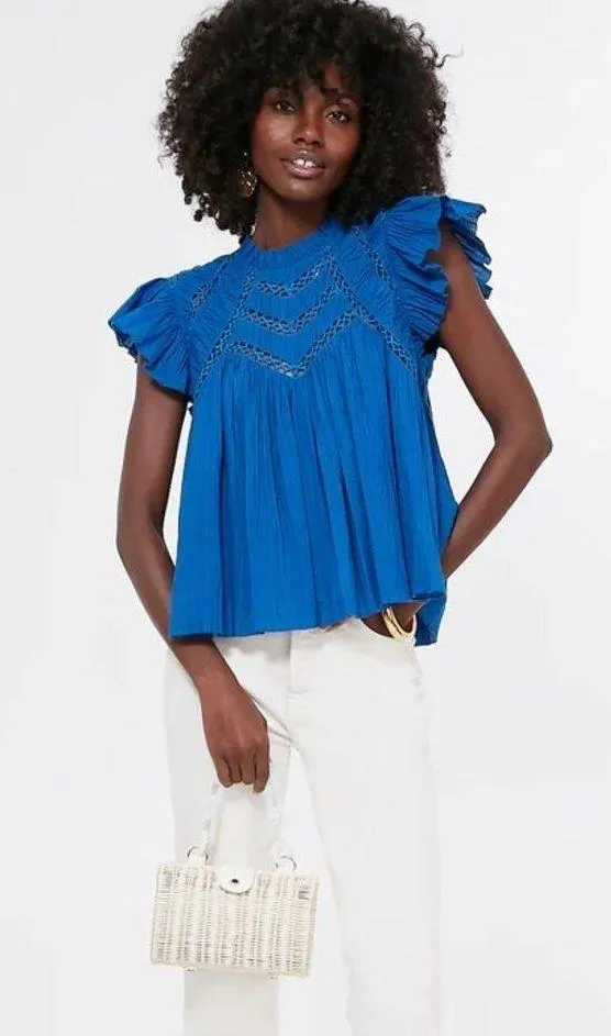 Tuckernuck Sea New York Aqua Paco Solid Flutter Sleeve Top NWT Size Small - Image 2