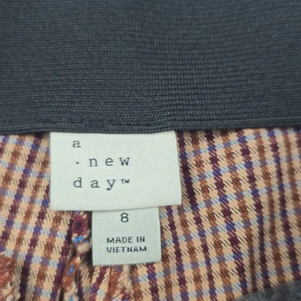 A New Day -1312 Bi-Stretch‎ Skinny Pants Houndstooth Tan Rust Women's size 8 - Image 6