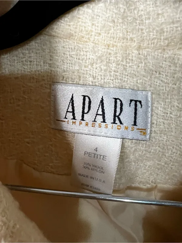 Apart Impressions Vintage Petite Butter Yellow Wool Blend Cropped Blazer Jacket - Image 6