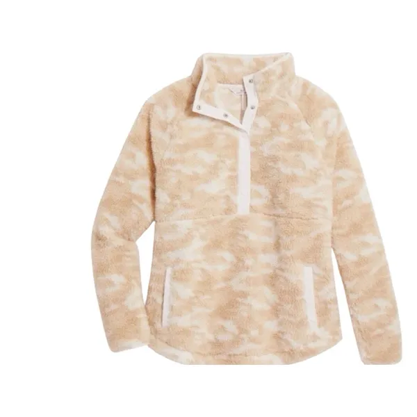 Vineyard Vines fleece Beige Camo Snap 1/4 Sweater‎ Popover Size L - Image 2
