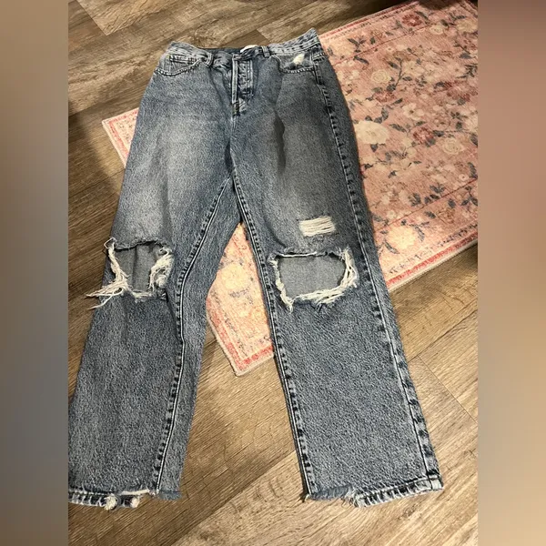 Pacsun high rise straight Distressed Blue Jeans‎ size 27 - Image 3
