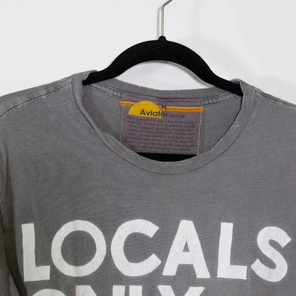 Aviator Nation Locals Only Boyfriend Short Sleeve Tee Shirt Top Light Gray Small - Image 2