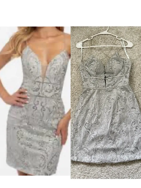 Camille La Vie sequined Glitter Rhinestone mini homecoming dress women sz 4 - Image 2