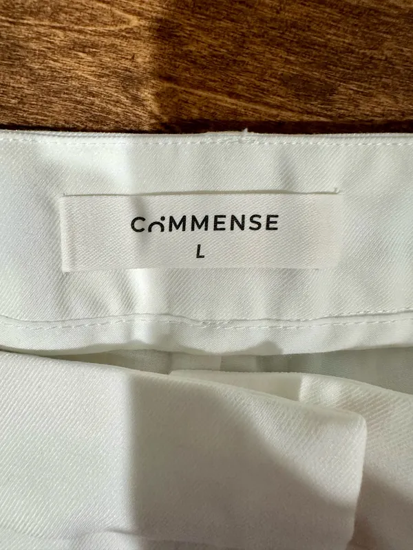 COMMENSE Pleated High Waist Wide Leg Pants White Size L - Image 4