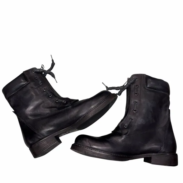 Vintage Foundry Co. Black Leather FILO Combat Boots Shoes 8.5 NO INSOLES - Image 7