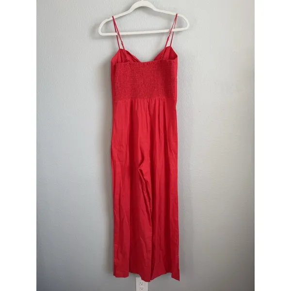 Gianni Bini Red Linen Knot Front Wide Leg Jumpsuit NWT Sz 8 Girl Retro Coquette - Image 3