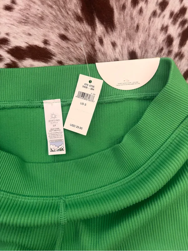 Aerie offline Green Ribbed Women's Shorts with White Trim NWT‎ - Image 5