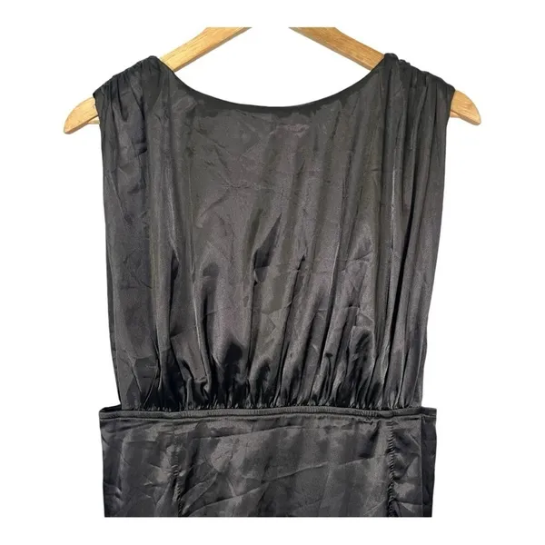 Lena Satin Midi Dress Womens Large Black‎ Open Back Sleeveless Cocktail Sleek - Image 6