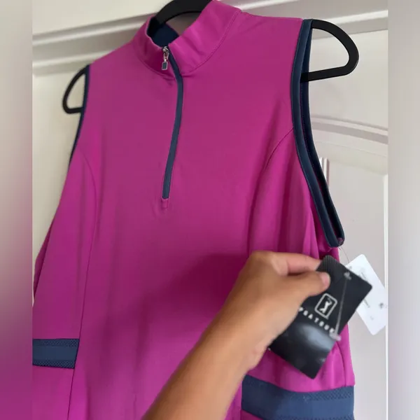 NWT PGA TOUR Women's Sl Colorblock Dress Sz L - Image 7