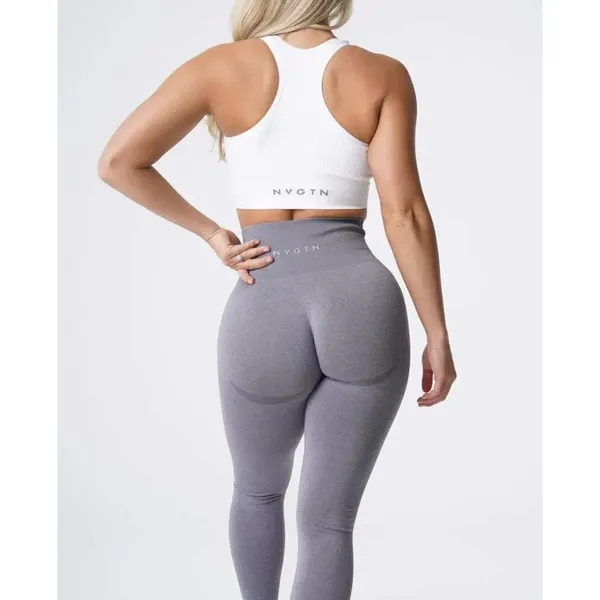 NVGTN Contour Seamless Leggings Heather Gray Size‎ Medium Pants Full Length - Image 2