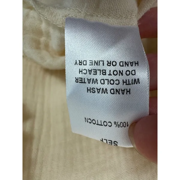 Mello Los Angeles Womens Cream Cotton Gauze Henley Tank Top Frayed‎ Trim Medium - Image 6