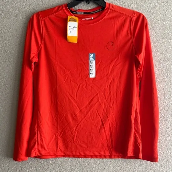 NEW Carhartt Force Sun Defender Women’s Orange Red Long Sleeve Shirt NWT Medium - Image 7