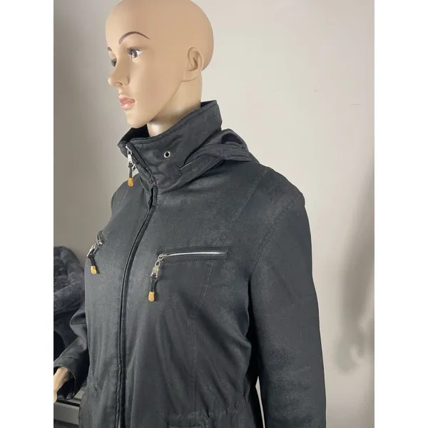 Weatherproof Jacket Black Removable Hood Zip Front Womens Midi Coat M‎ B-R - Image 7