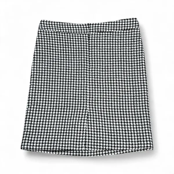 Georgiou Studio Houndstooth Tweed Knee-Length Skirt Black and Cream Size Large - Image 3