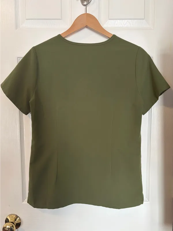 FIGS Women’s Catarina Scrub Top Dark Olive Green Small S [Flawed] - Image 2