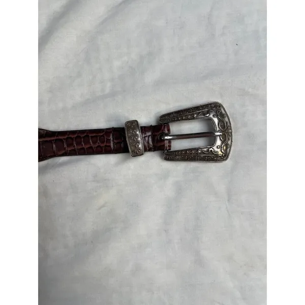 Lake Shore Drive Women's Western Brown Leather Silver Buckle Belt S/M SKU 3260 - Image 3