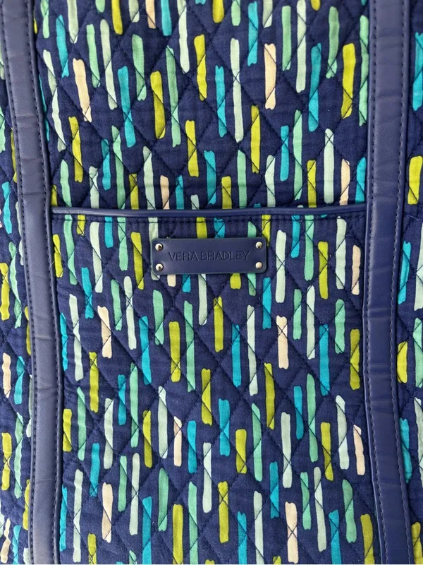 Vera Bradley Trimmed Laptop Tote Katalina Showers Blue Green Shoulder Bag Travel - Image 2