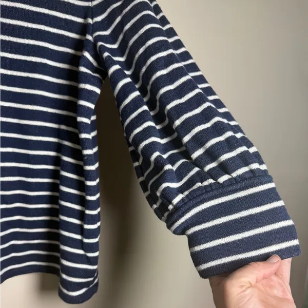 Madewell Balloon Sleeve Mockneck Stripped Sweater Shirt Sz S - Image 3