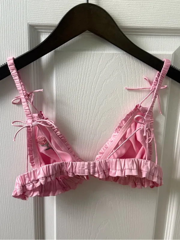 For Love & Lemons Everyday Bralette in Light Pink Satin - Image 3