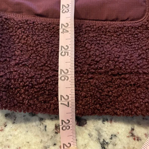 FLX Sherpa Fleece‎ Vest Burgundy Snap Front Pockets Drawstring Waist Womens Med - Image 8