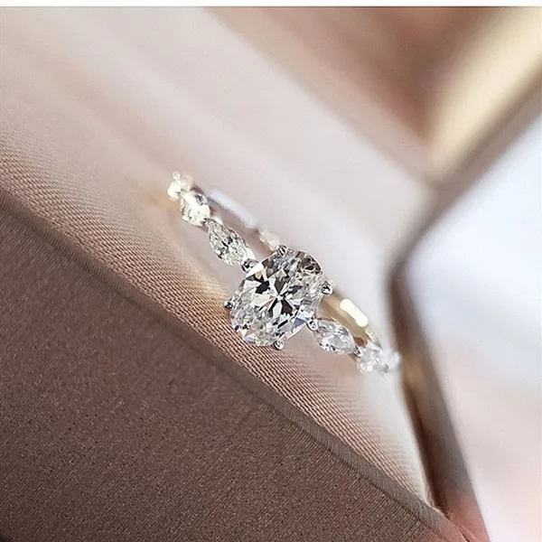 NEW Women's 2Ct Oval Simulated Diamond 14k‎ White Gold Plated Ring Size 7 - Image 6