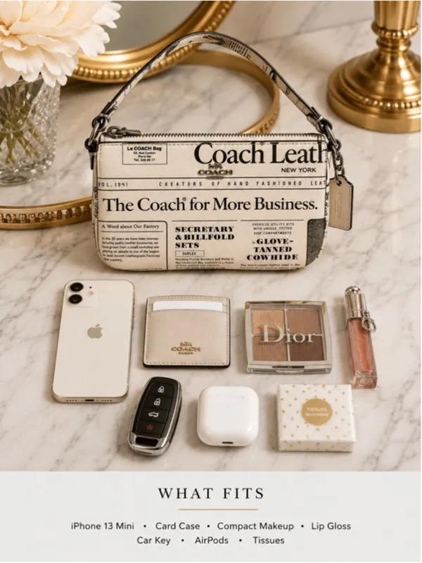 NEW Coach Newsprint Heritage Bundle Nolita 19 + Large Corner Zip Wristlet NWT - Image 9